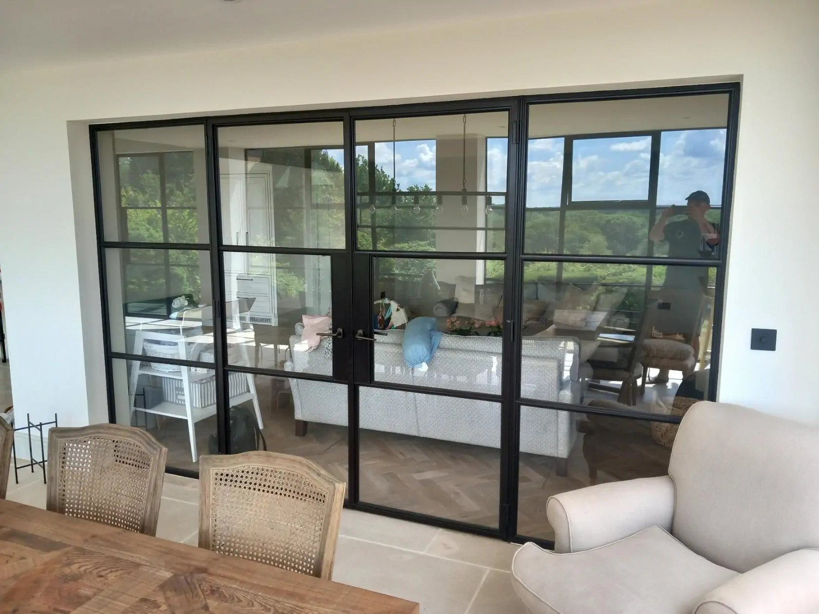 Internal Steel Partitions Black Framed Double Door Internal Screen Oxted